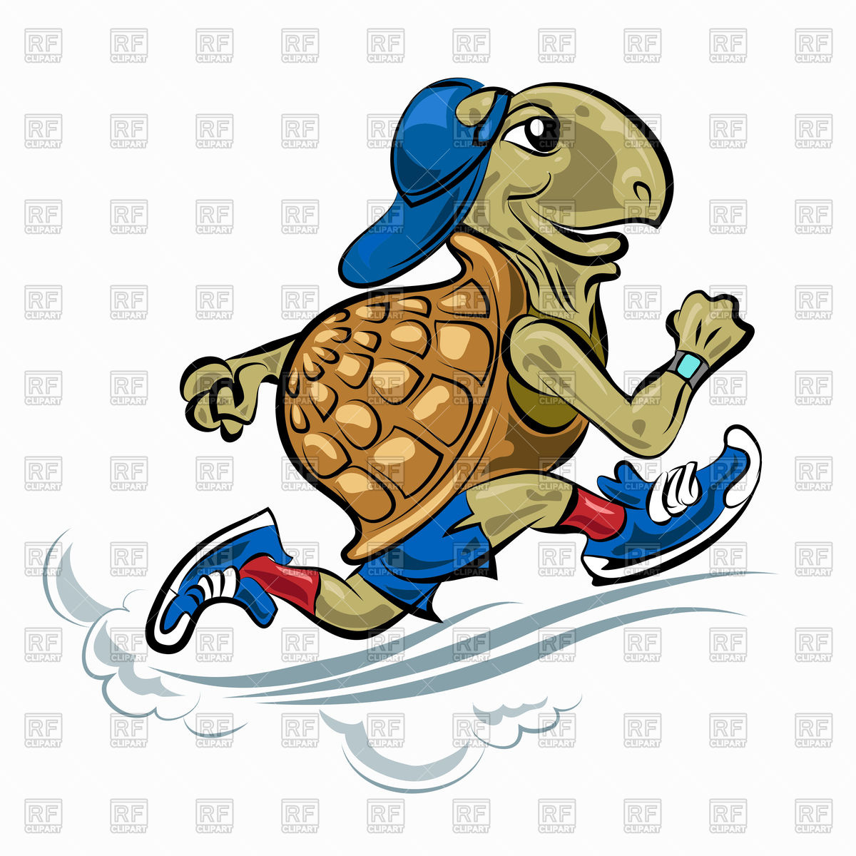 1200x1200 Running Turtle In Sporting Shoes And Hat Royalty Free Vector Clip