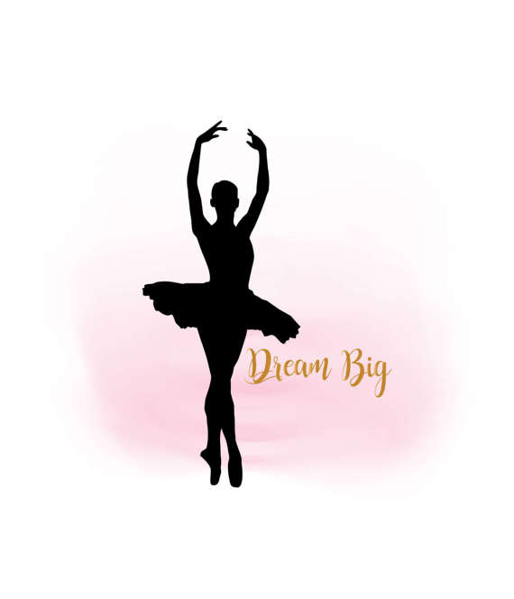570x664 Dream Big Ballerina Svg Clipart Ballet Girl Quote Word Art