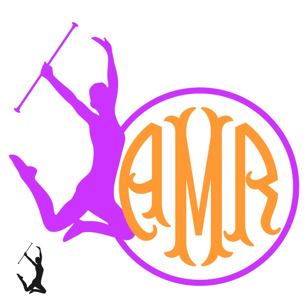 600x600 Twirling Twirler Svg Monogram Cuttable Design