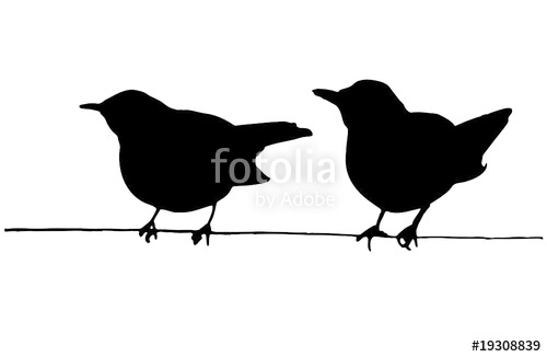 500x326 Two Birds On The Wire Vector Silhouettes Stock Image And Royalty