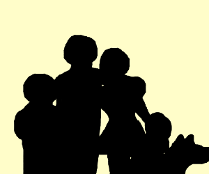 300x250 Family Silhouette 2 Kids, Man, Dog, Bald Wife