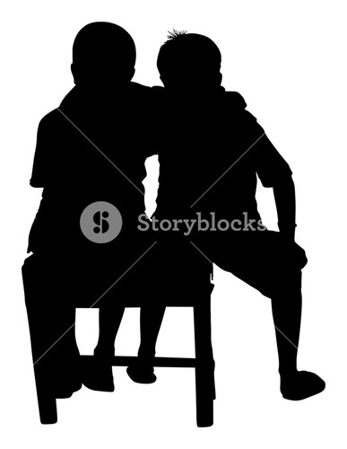 387x500 Happy Kids Playing Silhouette Royalty Free Stock Image