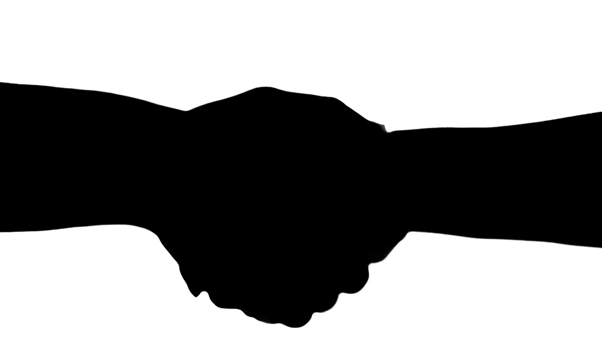 1920x1080 Shaking Hands Of Two People, Silhouette Isolated On White. Stock