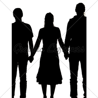 325x325 Silhouette Of A Woman And Two Men Holding Hands Gl Stock Images