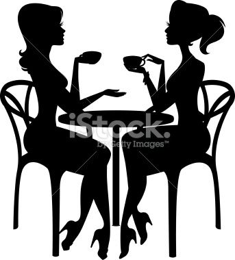 343x380 The Silhouettes Of Two Girlfriends Having Drinks Together