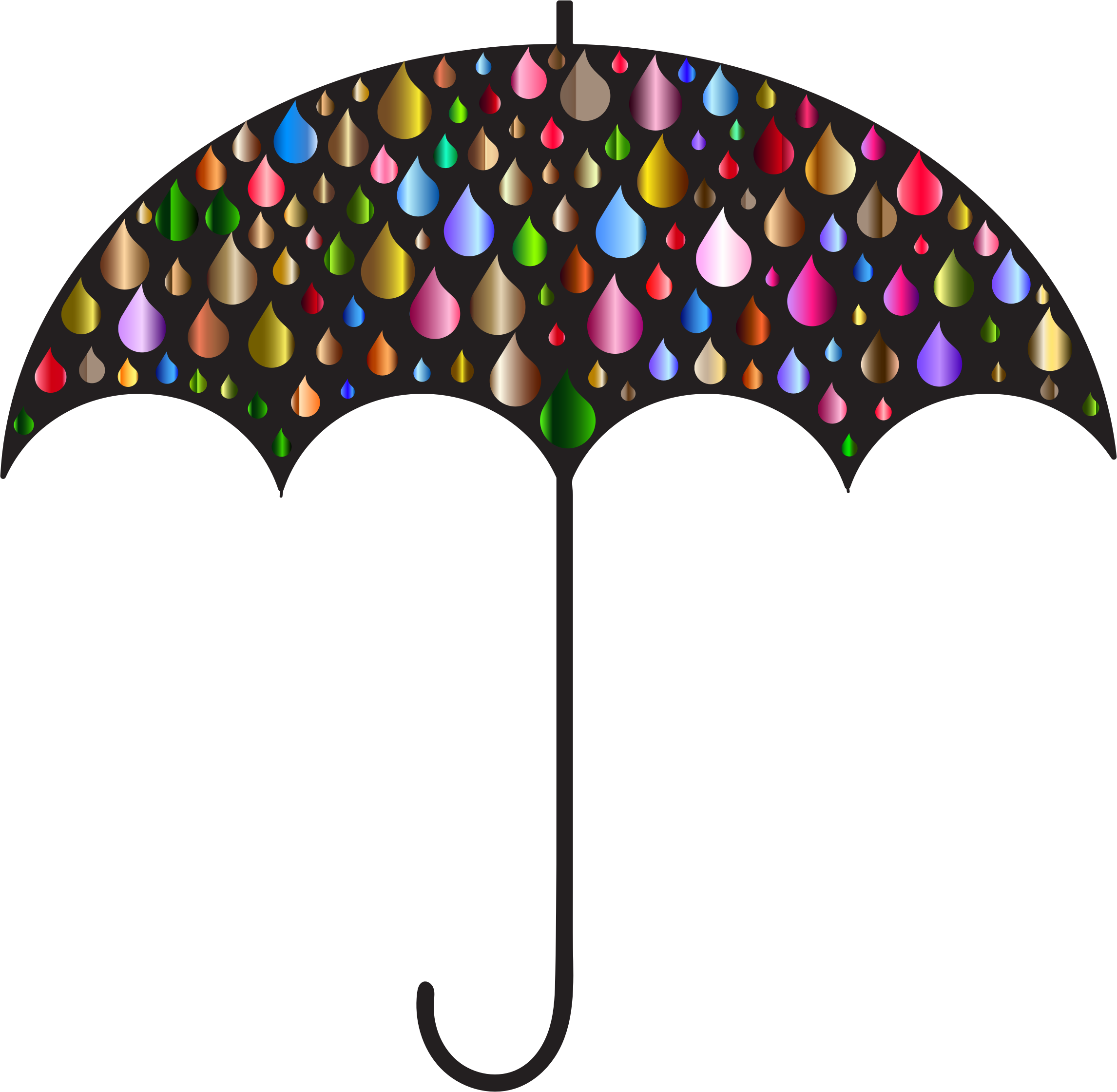 2292x2241 Prismatic Rain Drops Umbrella Silhouette 4 Icons Png