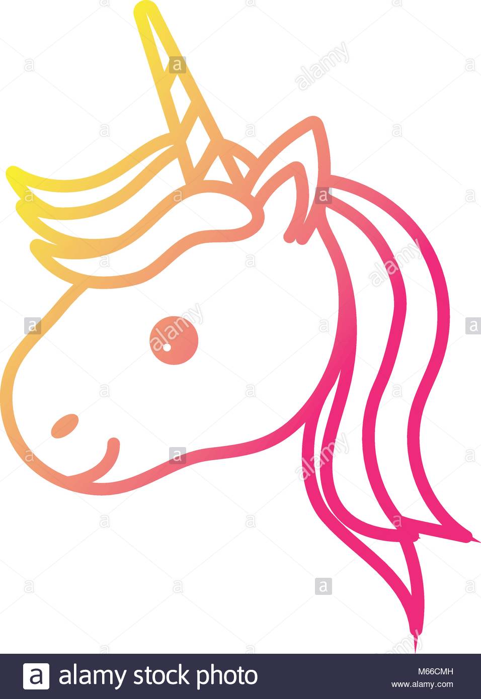 956x1390 Silhouette Cute Unicorn Head With Horn And Hairstyle Stock Vector