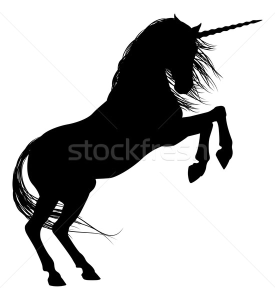 550x600 Rearing Unicorn Silhouette Vector Illustration Christos