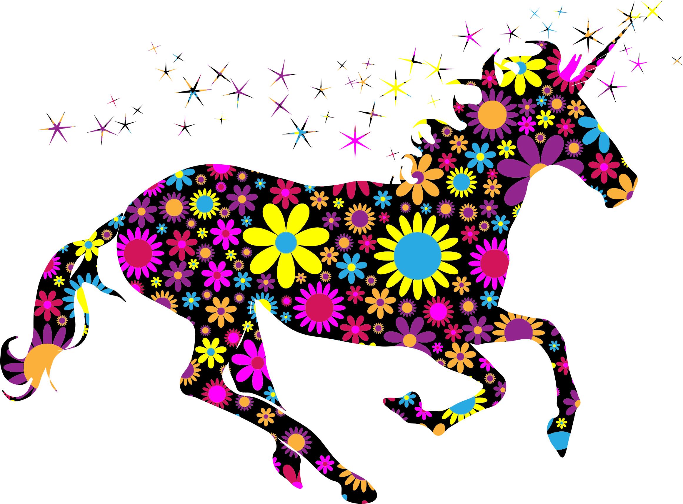 2322x1714 Floral Magical Unicorn Silhouette Icons Png