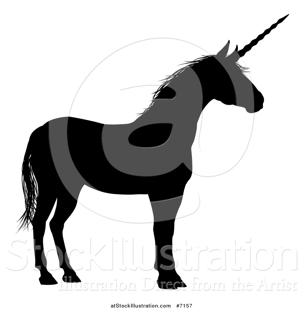 1024x1044 Vector Illustration Of A Black Silhouetted Unicorn In Profile