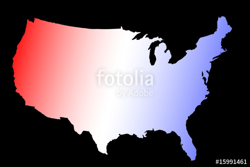 500x334 Map Of The United States Of America In Red White And Blue Stock