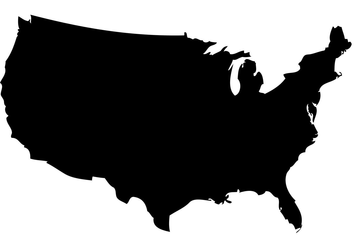 1400x980 Us Map Silhouette Vector Maps And Places United