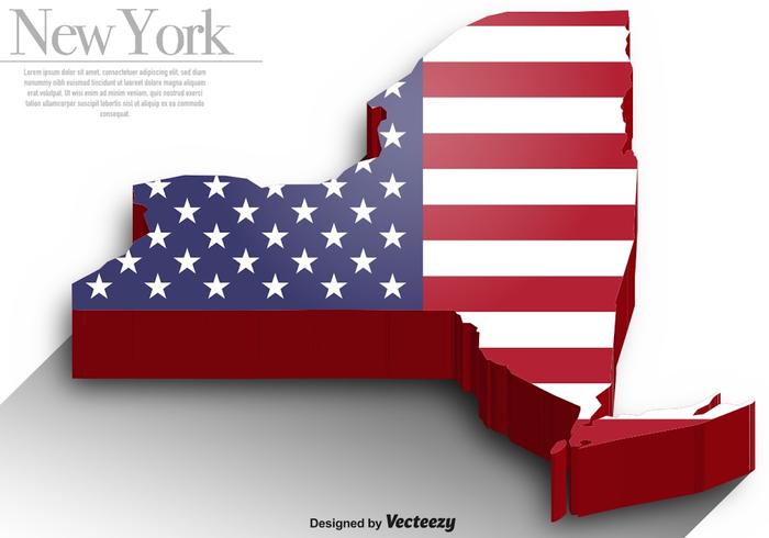 700x490 Vector 3d Silhouette Of The Map Of New York