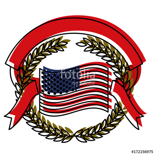 500x500 United States Flag Inside Of Olive Branches And Ribbon Interlace