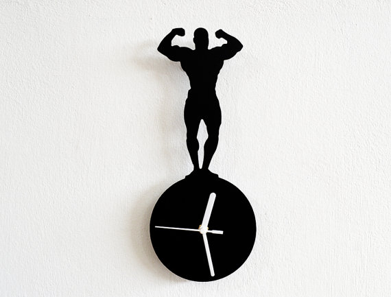 570x433 Mr Universe Front Double Biceps Silhouette Wall Clock