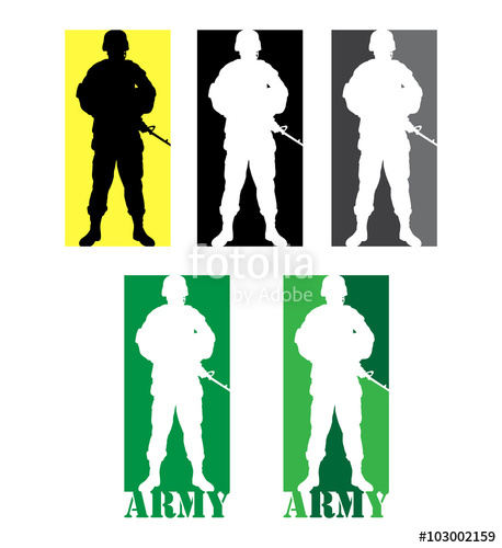 458x500 Soldier Military With Weapon Pose Silhouette Stock Image