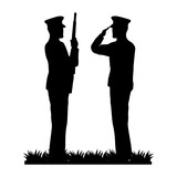 160x160 Silhouette Of Military Saluting And Soldier Vector Illustration