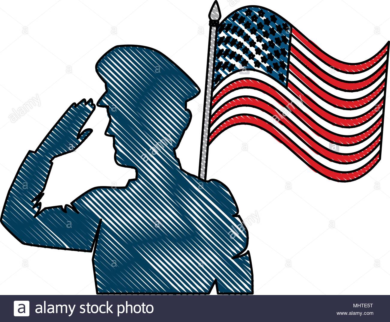 1300x1074 Silhouette Soldier Saluting American Flag Stock Photos