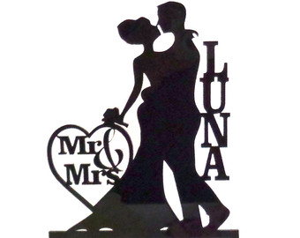 340x270 Made In Usa Mr And Mrs Silhouette Cake Topper Monogram