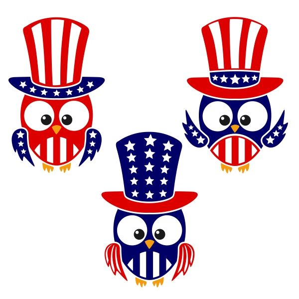 600x600 Usa America Owl Cuttable Design Cut File. Vector, Clipart, Digital