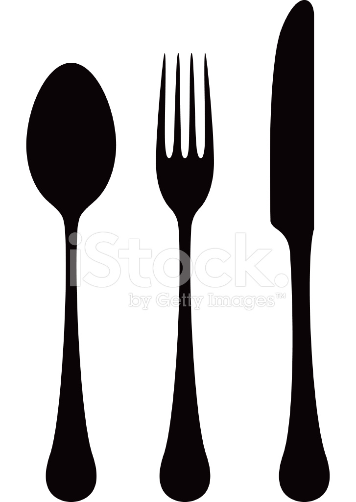 727x1024 Cutlery Silhouettes Stock Vector