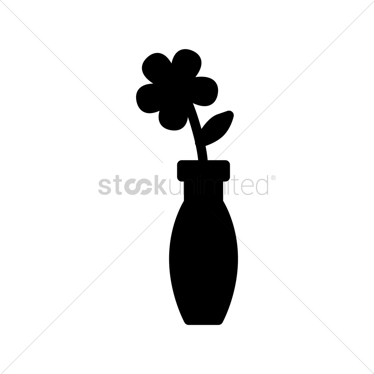 1300x1300 Silhouette Of Vase With Flower Vector Image