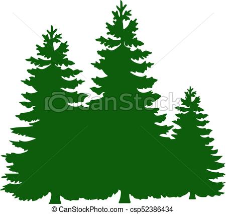 450x425 Silhouette Of Three Green Christmas Trees, On White Vectors