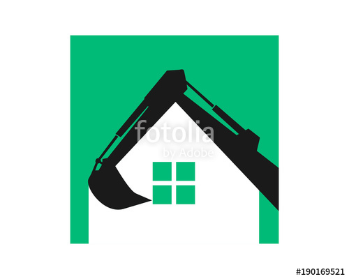 500x400 House Silhouette Excavator Excavation Heavy Machinery Builder