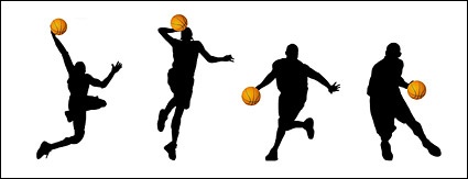 425x163 Basketball Action Figure Silhouettes Vector Material Vector, Free