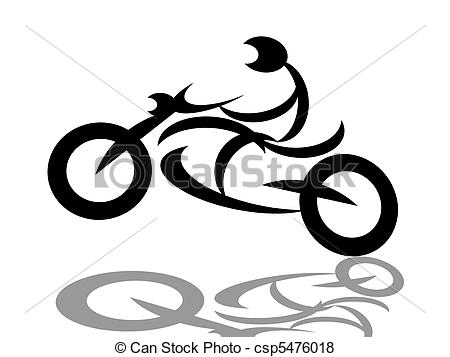 450x357 Extreme Biker On Motorcycle Silhouette, Illustration Over Stock