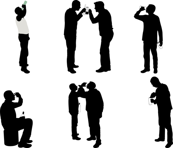 600x514 Men Drinking Silhouette Vector