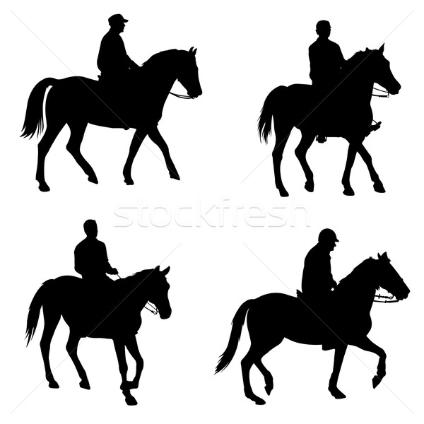600x600 People Riding Horses Silhouettes Vector Illustration Bojana Ilic