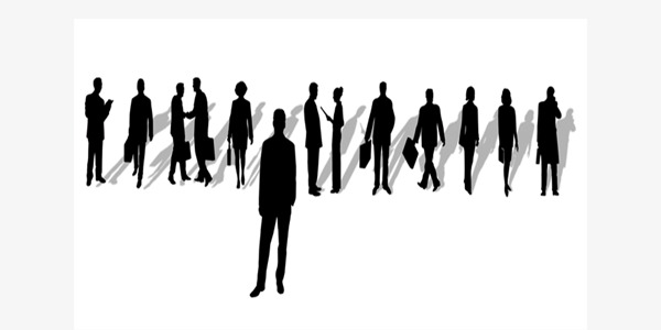 600x300 Business People Silhouette Vector, Silhouette Crowd, Movement