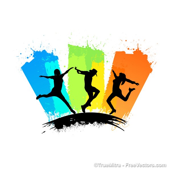 600x600 Download Free Dancing People Silhouettes Vector Illustration