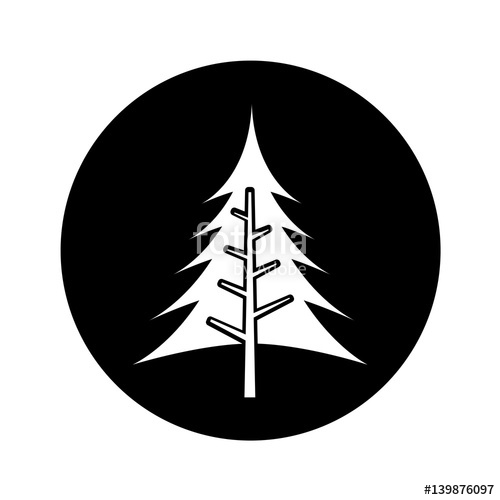 500x500 Pine Tree Silhouette Icon Vector Illustration Design Stock Image