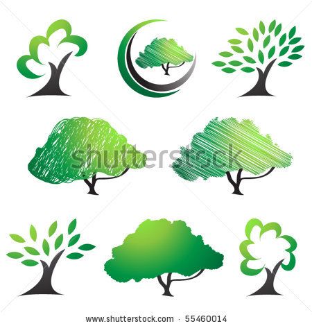 450x470 Stock Vector Tree Symbols. Abstract Tree Silhouettes Vector Set