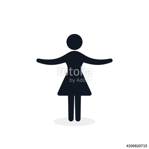 500x500 Woman Icon Silhouette With Raised Hands Up On White Background