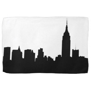 307x307 Silhouette Skyline Kitchen Towels Zazzle
