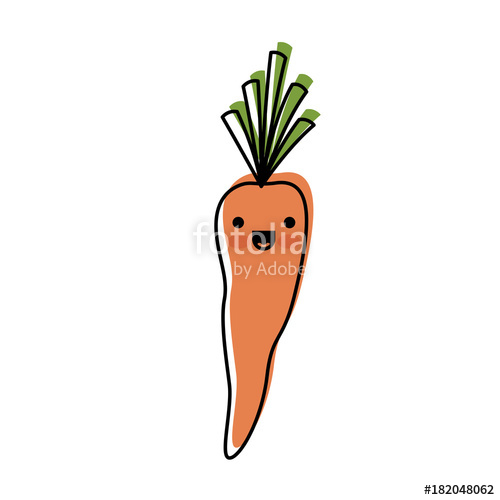 500x500 Kawaii Carrot Vegetable In Watercolor Silhouette On White