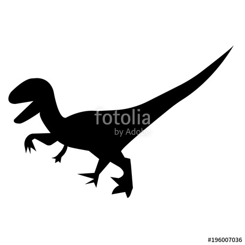 500x500 Black Velociraptor Silhouette On White Background Stock Image