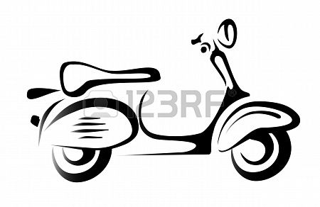 450x292 Scooter Silhouette, Symbol, Icon In Simple Black Lines Vespa