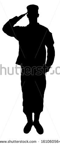 197x470 Saluting Army Soldier's Silhouette Isolated On White (Memorial Day