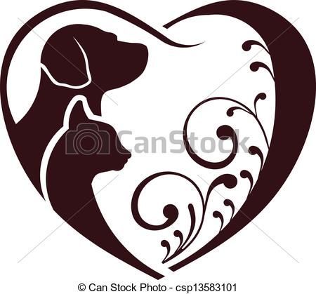 450x419 Cat Dog Love Heart