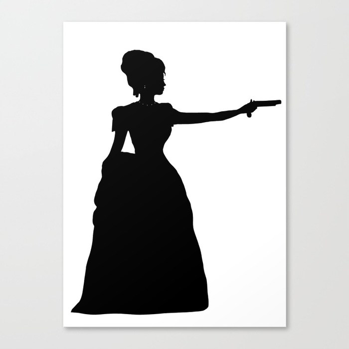 700x700 Duel Silhouette Lady Black And White Victorian Steampunk Canvas