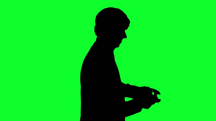 852x480 Man Plays Video Game Is Silhouette Green Screen
