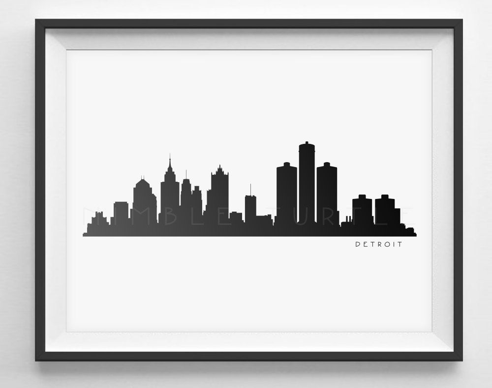 1000x790 Detroit Skyline Silhouette