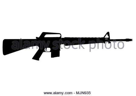 450x320 M16 Rifle Vietnam War Period Black Silhouette Stock Photo