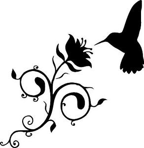 292x300 Humming Bird With Vine Flower Silhouette Wall Vinyl Decal Ebay