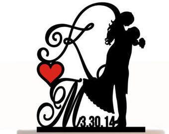 340x270 Personalized Silhouette Wedding Cake Topper In Acrylic