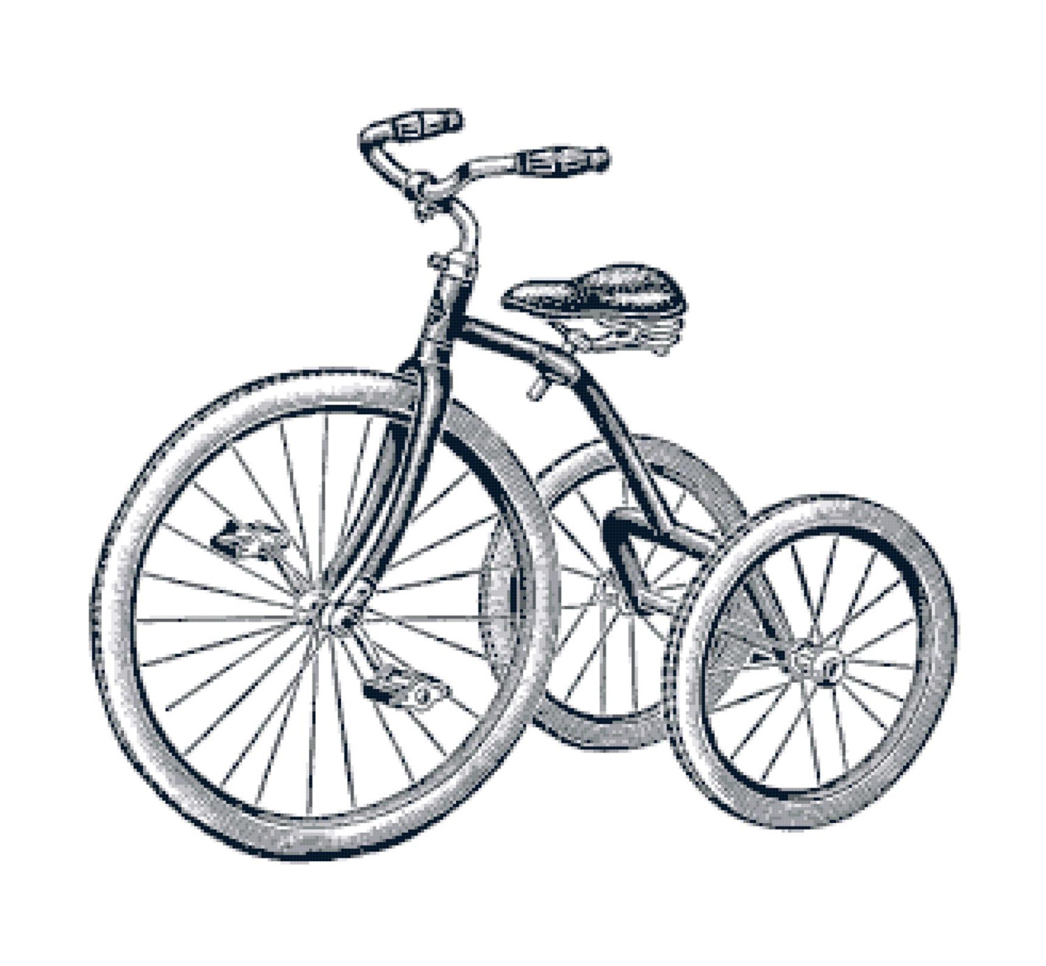 1500x1385 Handmade Vintage Retro Tricycle Silhouette Pdf Cross Stitch